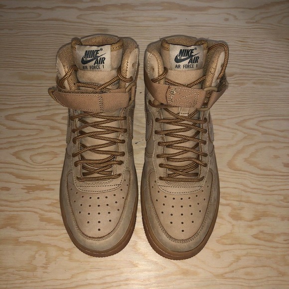 NIKE AIR FORCE 1 HIGH LV8 (GS) FLAX "WHEAT" - Picture 3 of 4